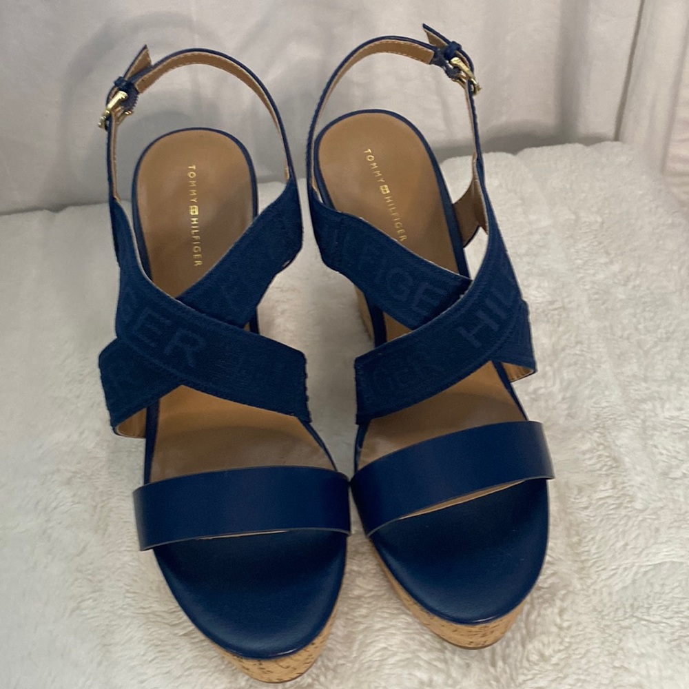 Tommy Hilfiger Kezno Cork Wedge Heel Sandals Size 10M NWOT. - Picture 1 of 10